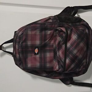 Dickies Laptop Backpack Plaid Black Maroon Gray Travel School